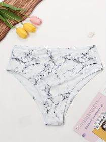 Women's Fashionable Plus-size Bikini Bottom With Triangle-shaped Pants. Slate-patterned Print Bikini. Beach Style. (Option: 0XL-White)