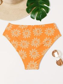 Women's Plus-size Swimsuit Bikini Bottoms With Sun Print, Vacation Style (Option: 1XL-Orange)