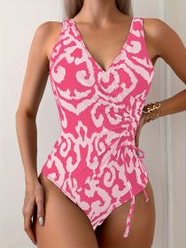 Women's Fashion European And American Cross Bag Pleated Drawstring One-piece Swimsuit (Option: S)