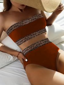 Women's Bikini Set - Sexy Solid-color Racerback Two-piece - Beach Style Bikini (Option: S-Deep brown)