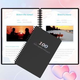100 Dates Record Book-Perfect Couple's Gift with Fun Date Ideas - Lovely Engagement or Valentine's Day Gift for Him or Her - Record Your Dating E (Color: Black)