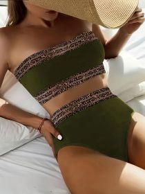 Women's Bikini Set, Sexy Solid Color Halter Neck, Two-piece, Vacation Style (Option: S-Military green)